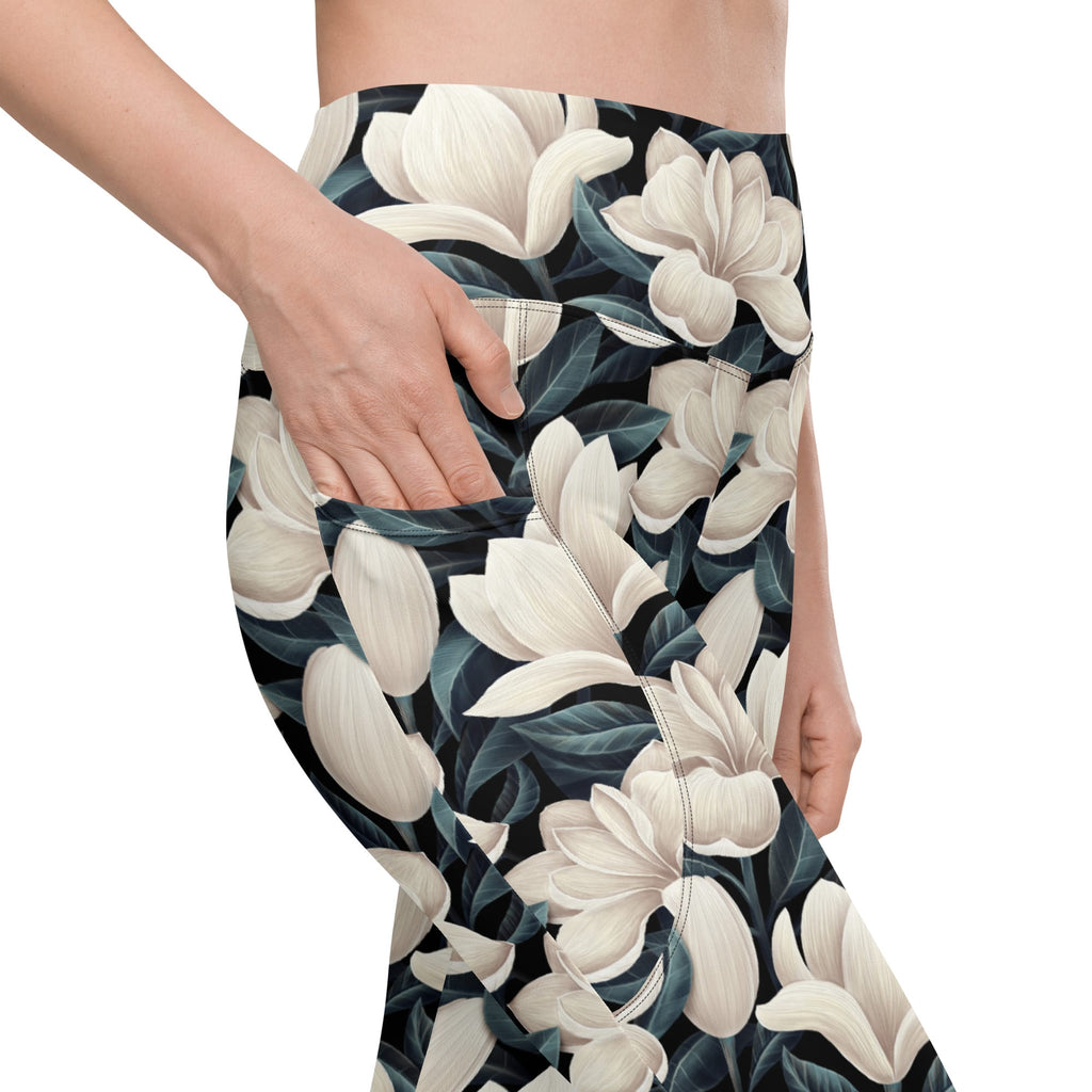 Midnight Magnolias Leggings With Pockets