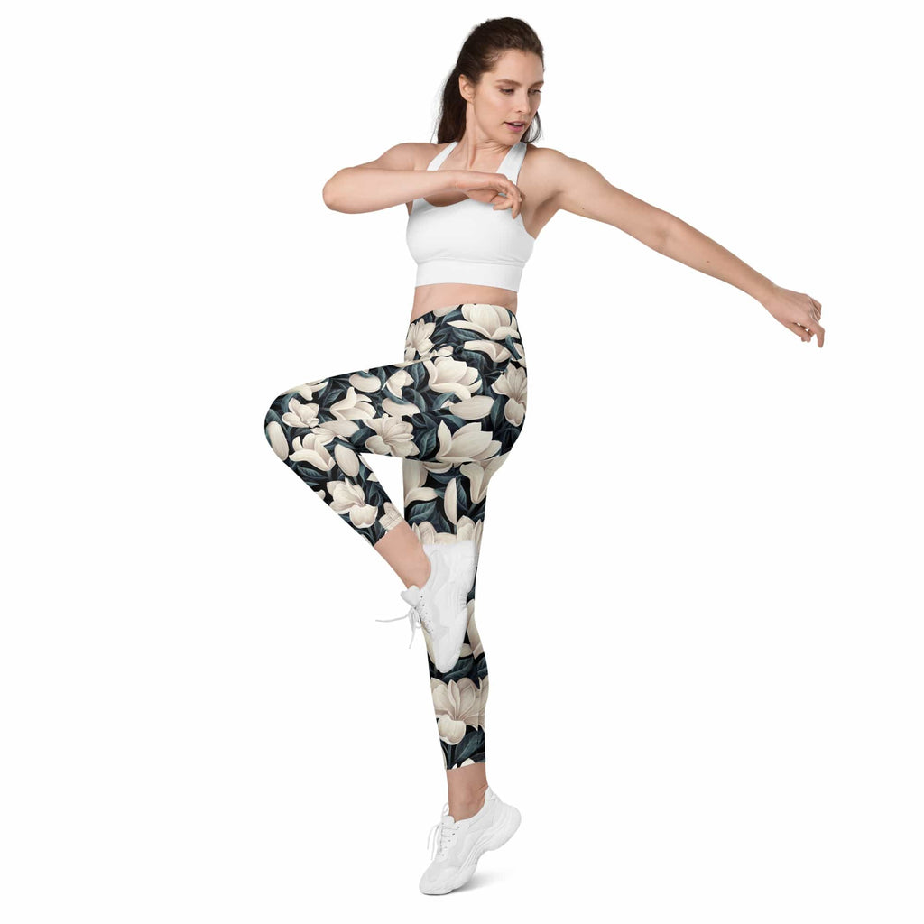 Midnight Magnolias Leggings With Pockets