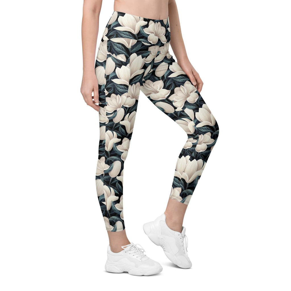 Midnight Magnolias Leggings With Pockets
