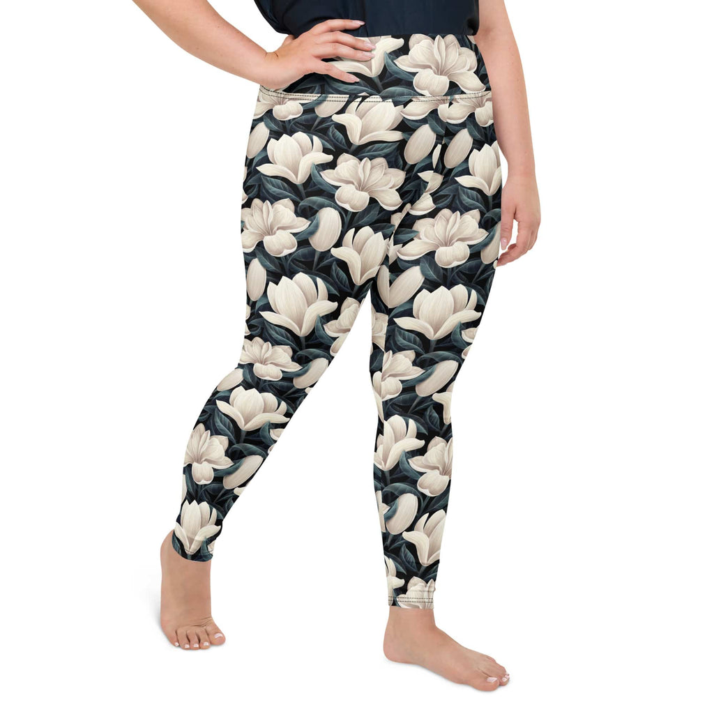 Midnight Magnolias Plus Size Leggings
