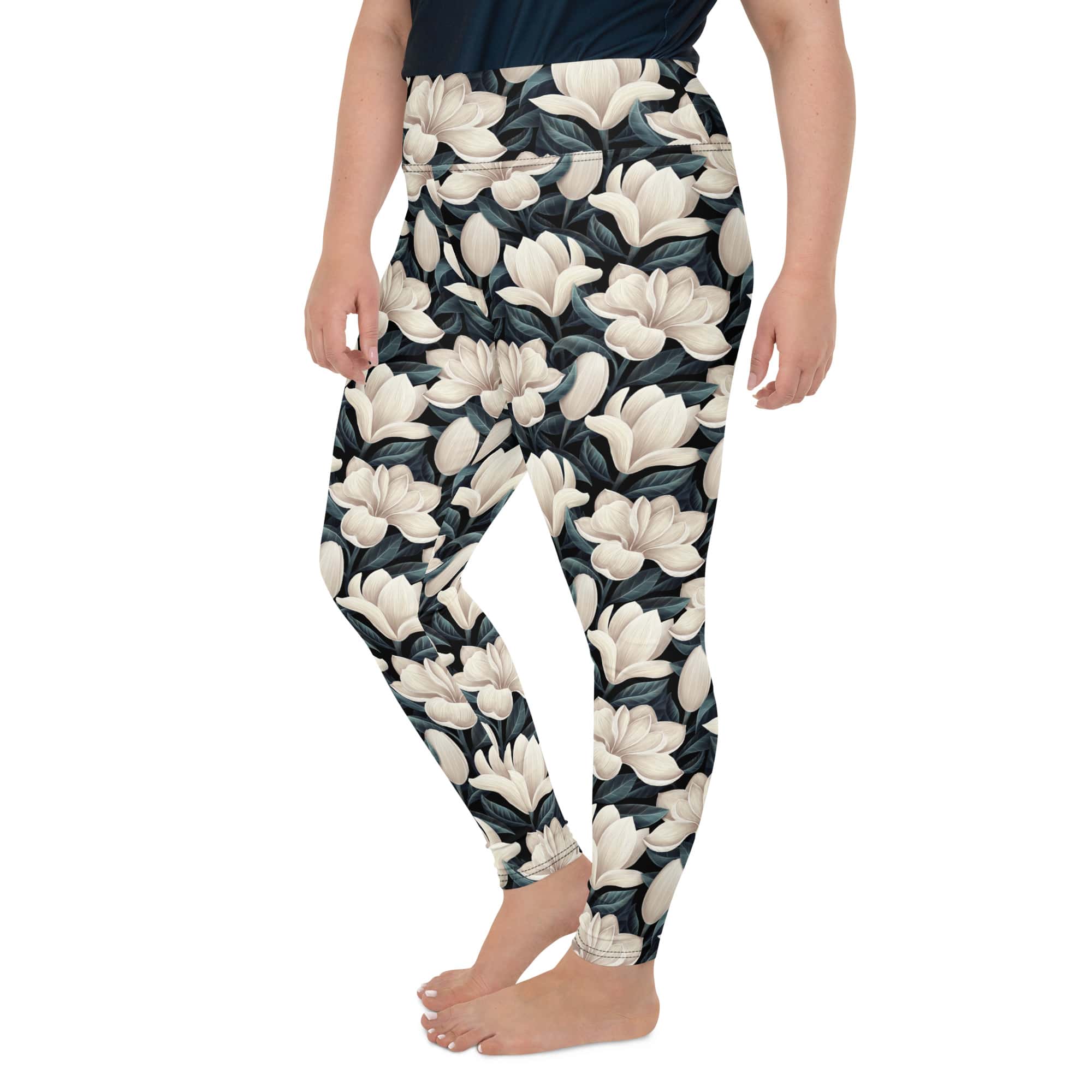 Midnight Magnolias Plus Size Leggings