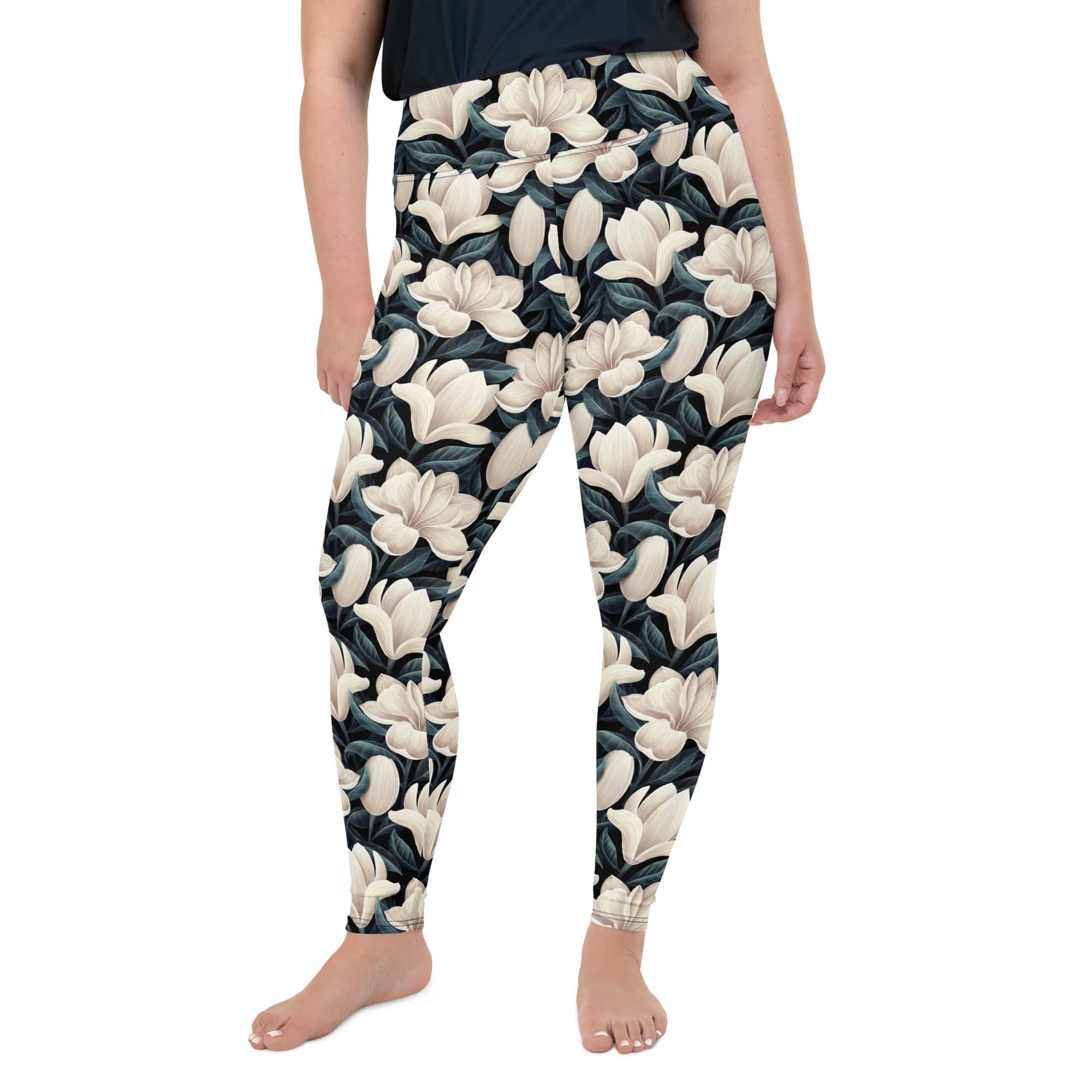 Midnight Magnolias Plus Size Leggings