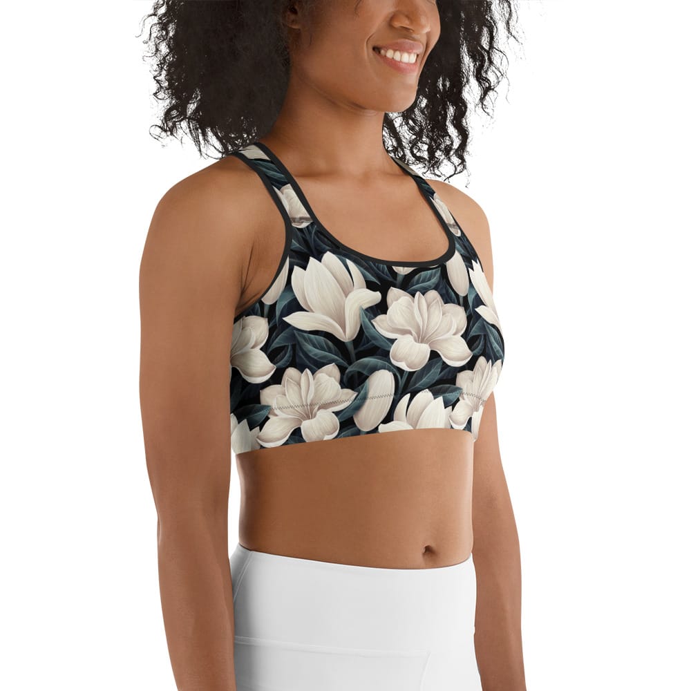 Midnight Magnolias Sports Bra