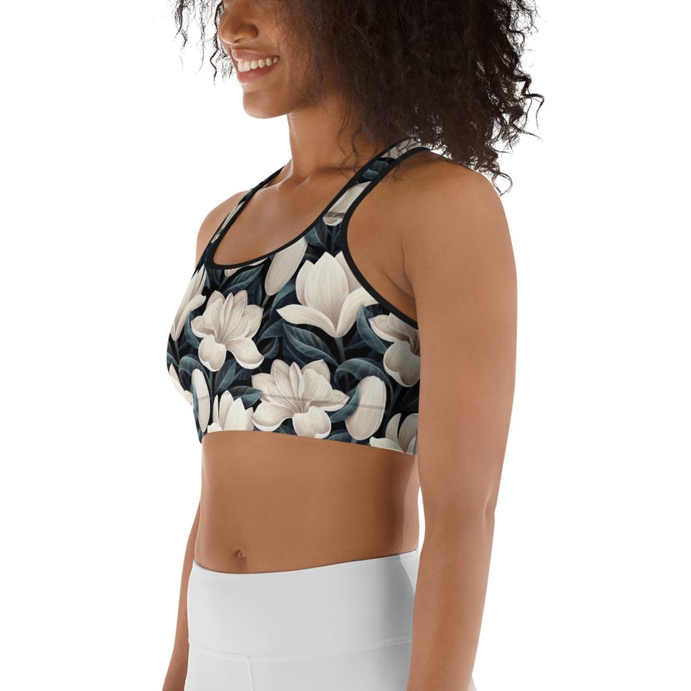 Midnight Magnolias Sports Bra