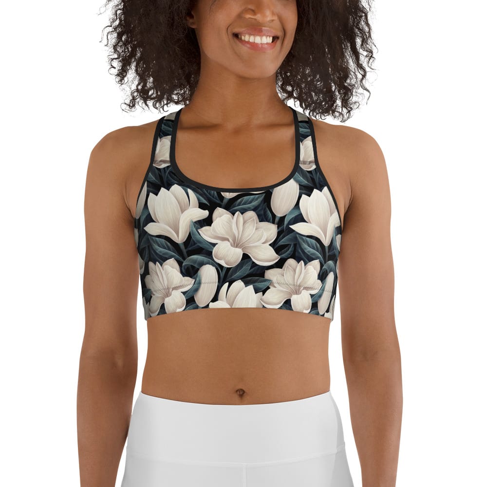 Midnight Magnolias Sports Bra