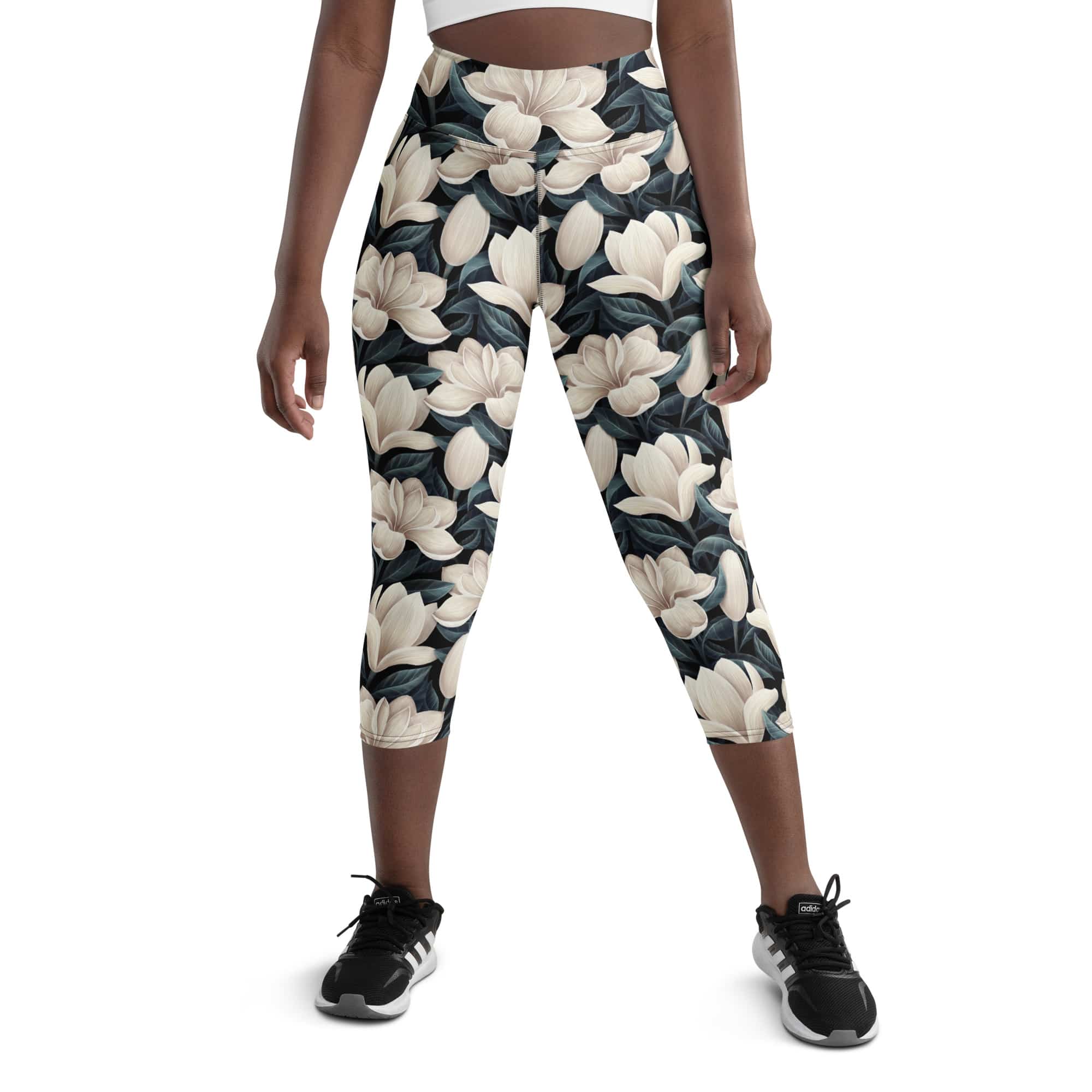 Midnight Magnolias Yoga Capris