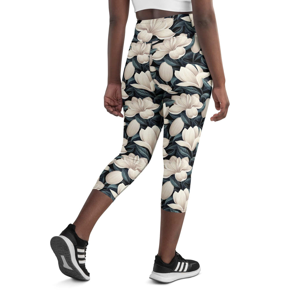 Midnight Magnolias Yoga Capris