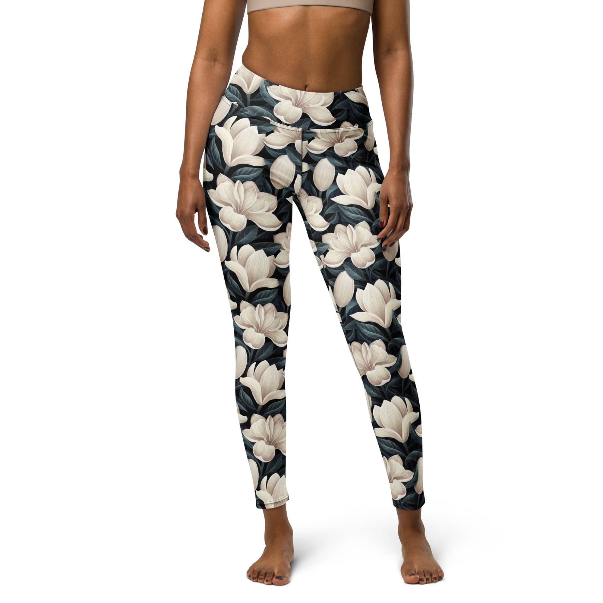Midnight Magnolias Yoga Leggings