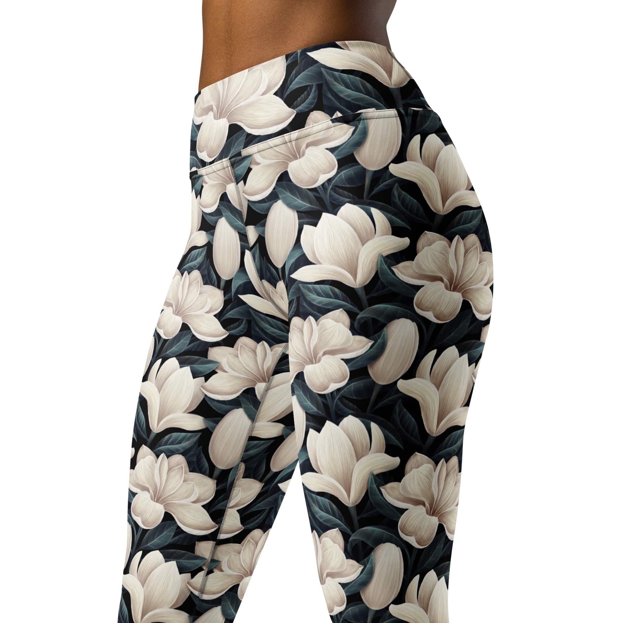 Midnight Magnolias Yoga Leggings