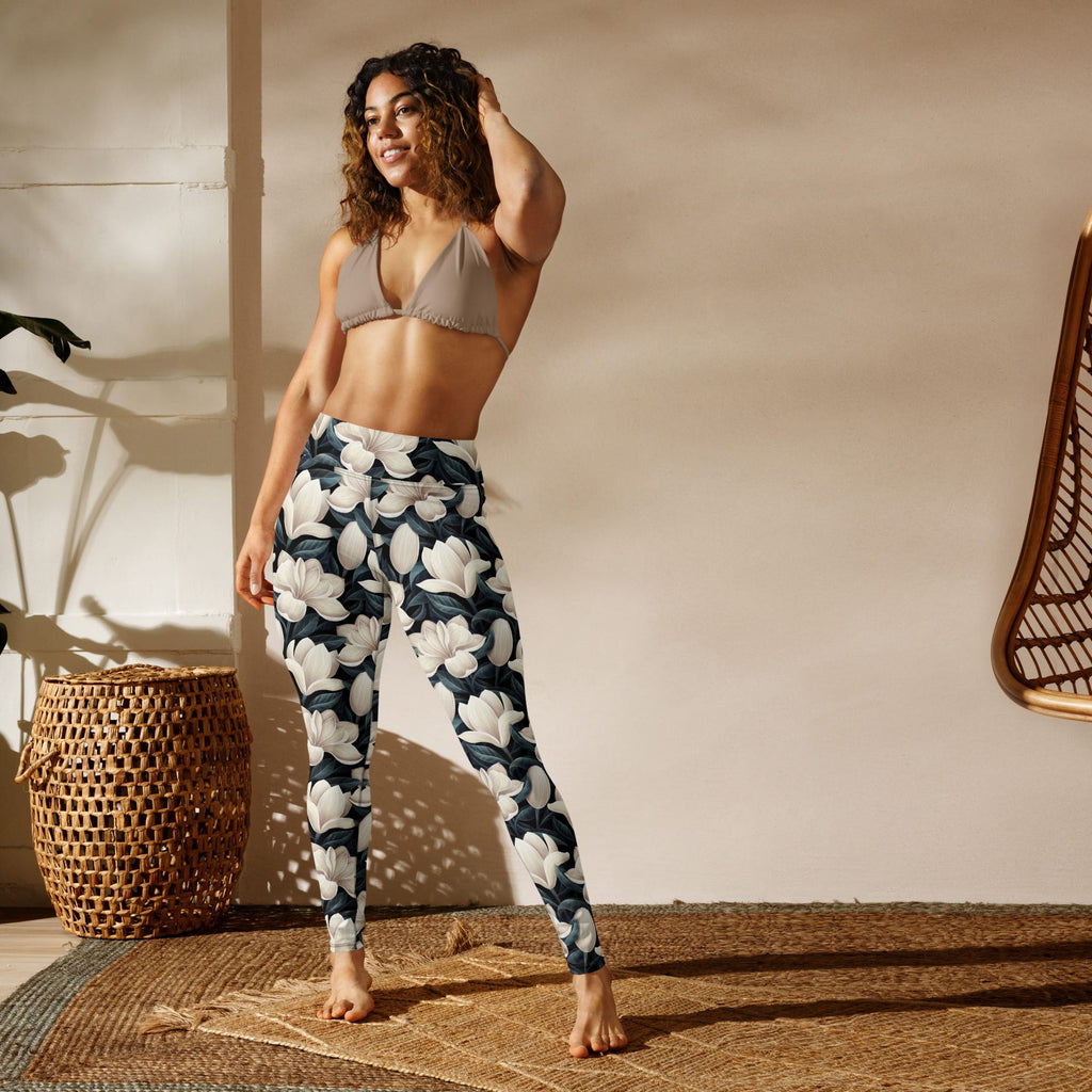Midnight Magnolias Yoga Leggings