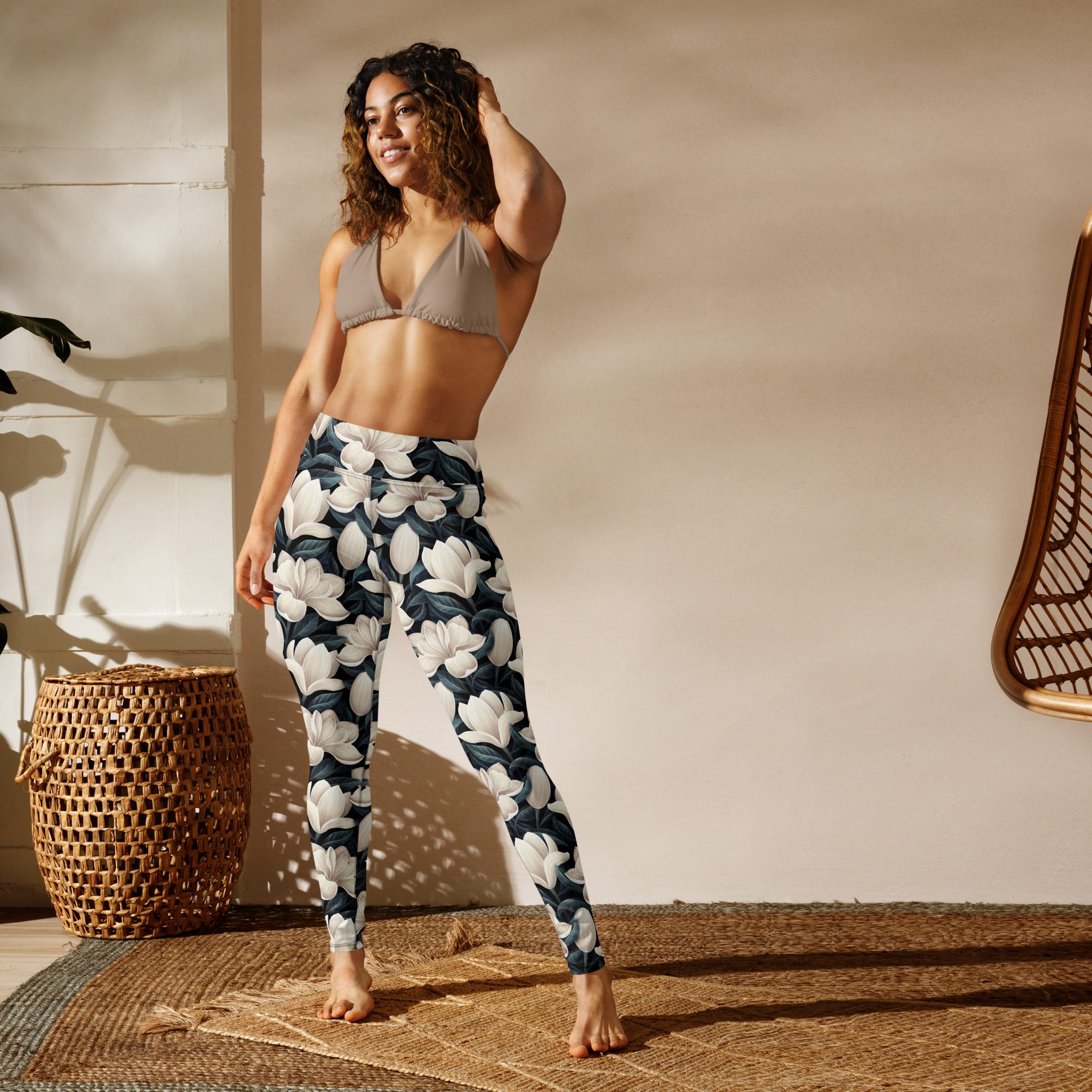 Midnight Magnolias Yoga Leggings