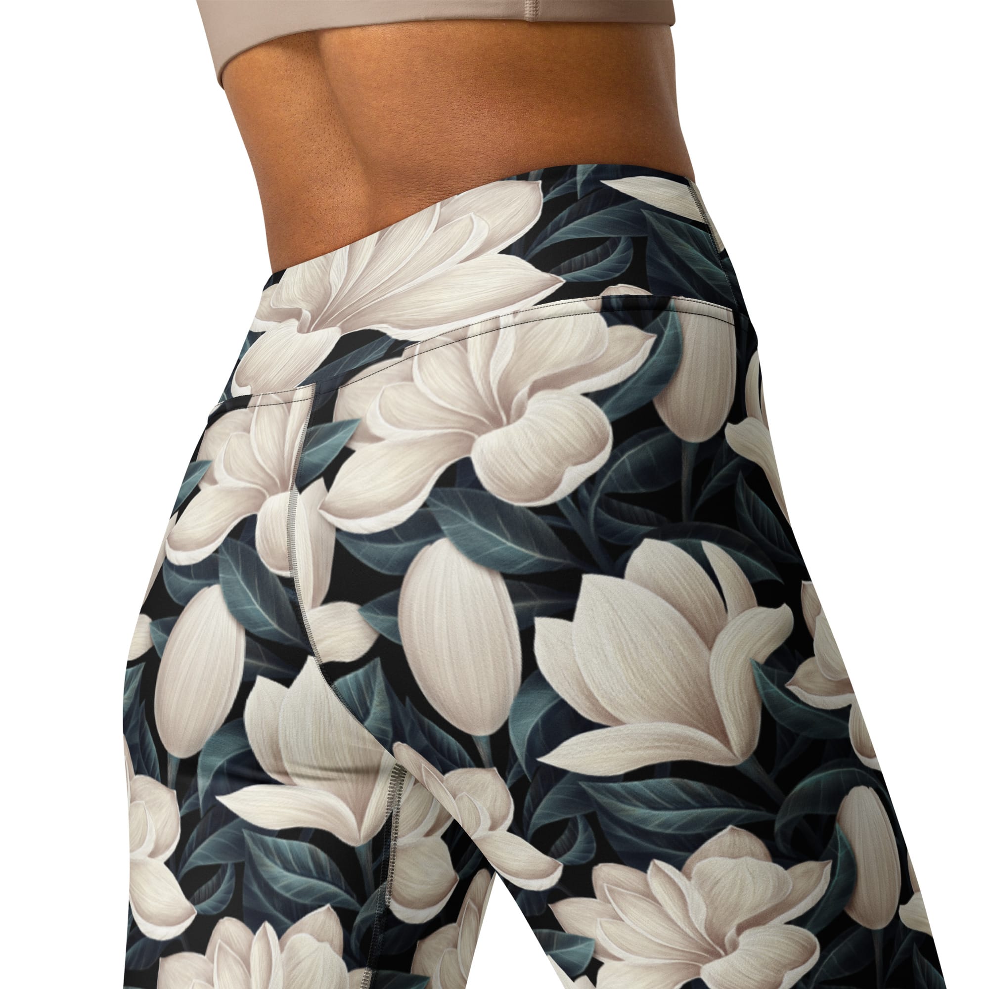 Midnight Magnolias Yoga Leggings