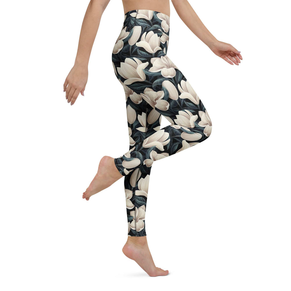 Midnight Magnolias Yoga Leggings