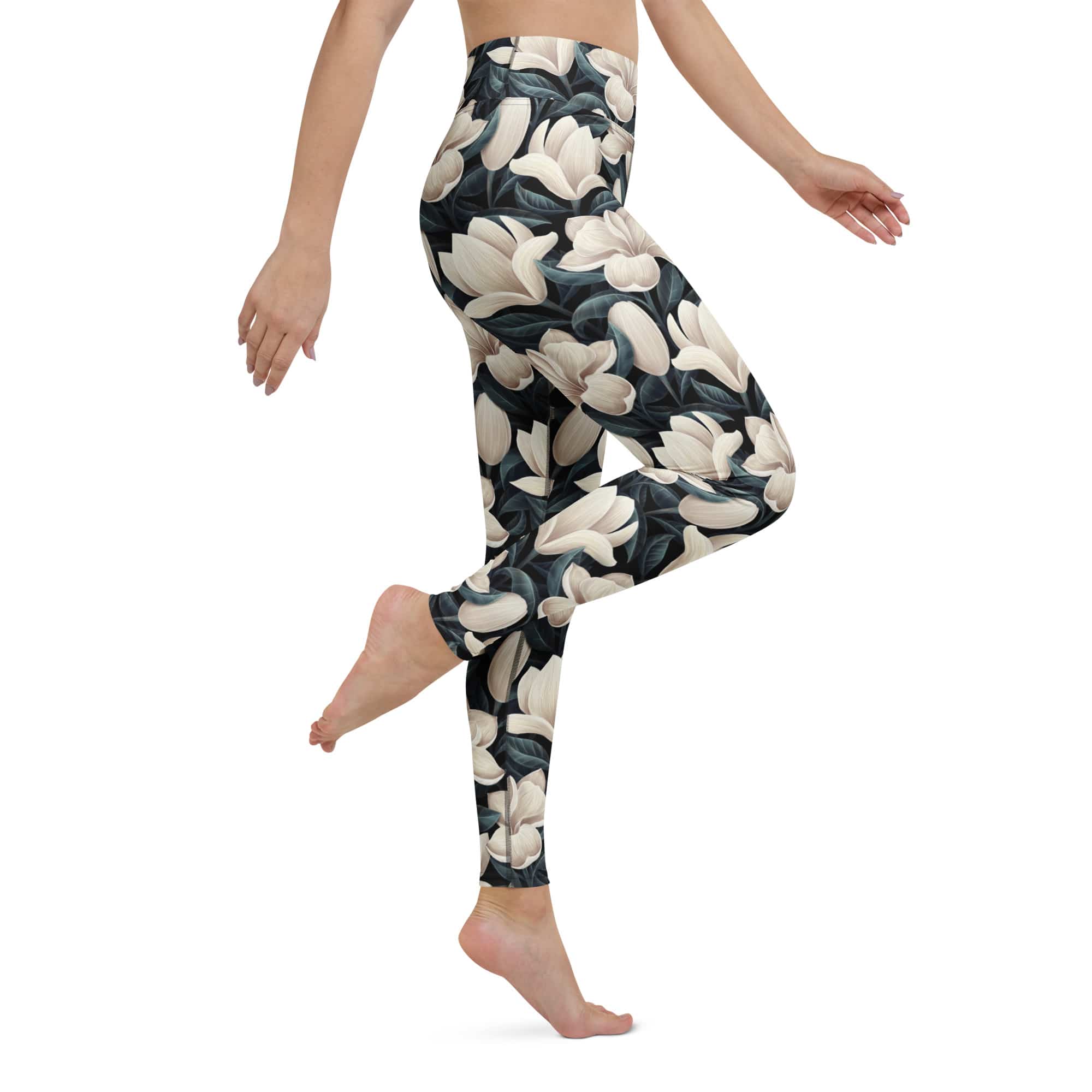 Midnight Magnolias Yoga Leggings