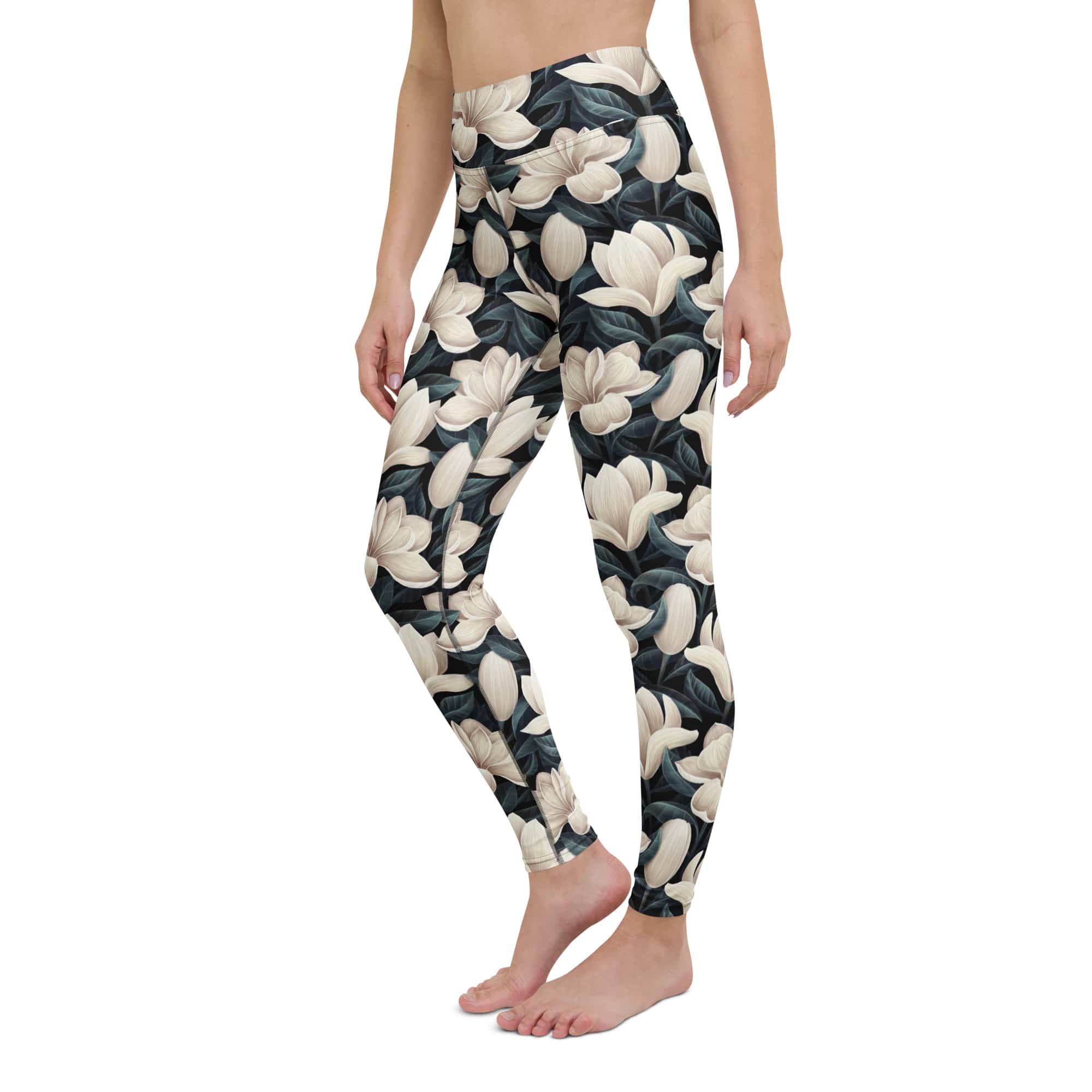 Midnight Magnolias Yoga Leggings
