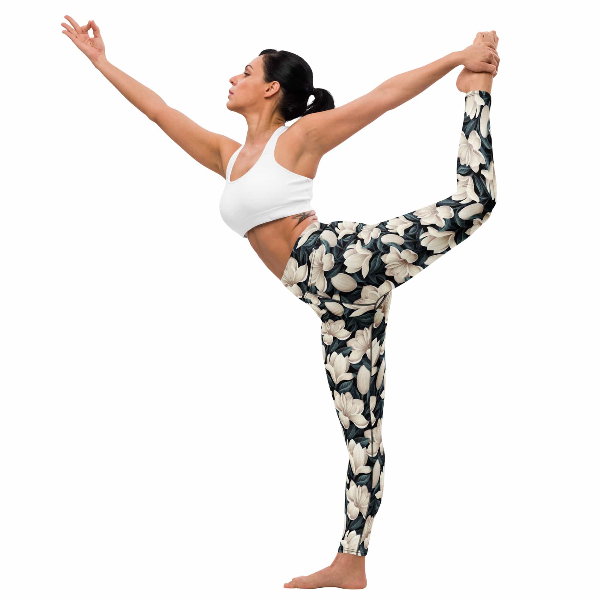 Midnight Magnolias Yoga Leggings