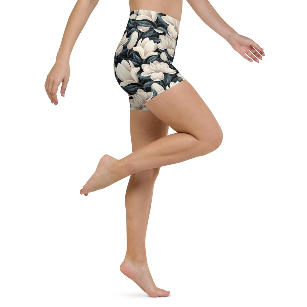 Midnight Magnolias Yoga Shorts