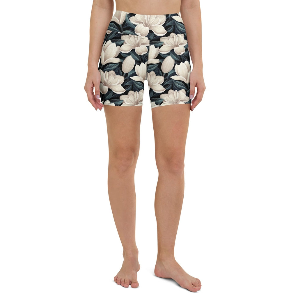 Midnight Magnolias Yoga Shorts