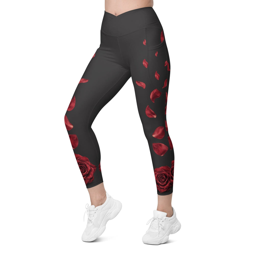 Midnight Rose Crossover Leggings With Pockets