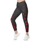 Midnight Rose Crossover Leggings With Pockets