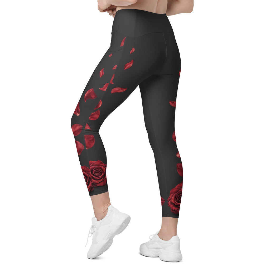 Midnight Rose Crossover Leggings With Pockets