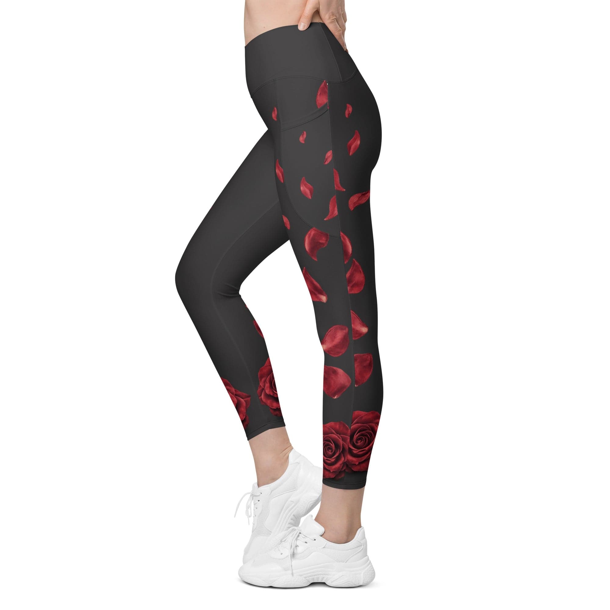 Midnight Rose Crossover Leggings With Pockets
