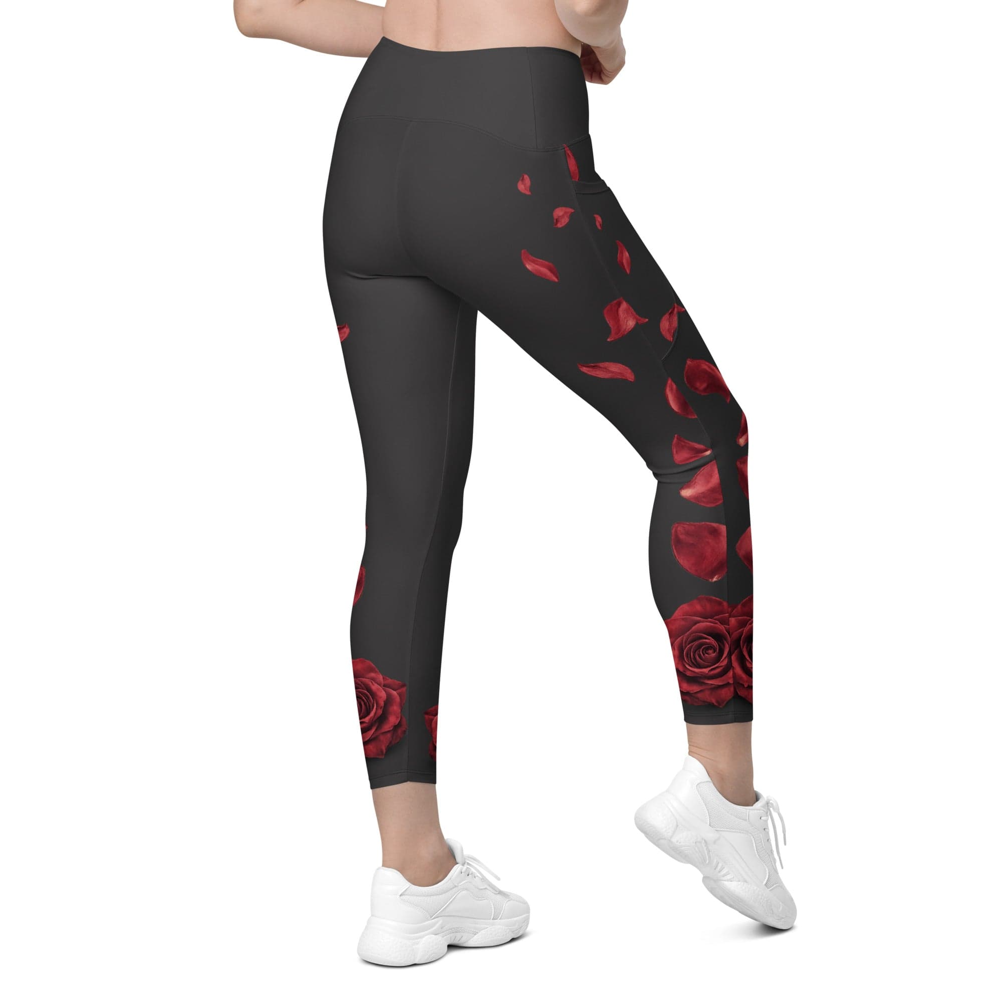 Midnight Rose Crossover Leggings With Pockets