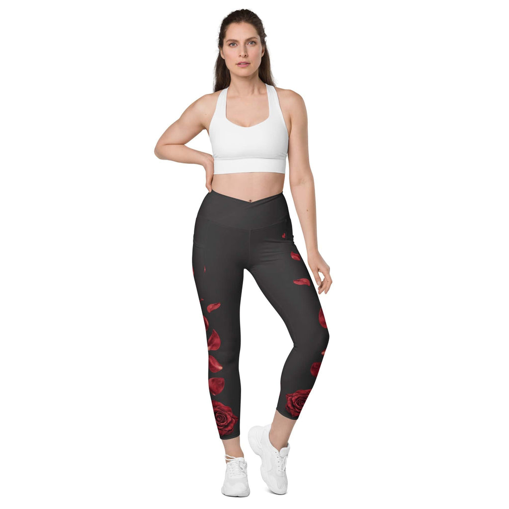 Midnight Rose Crossover Leggings With Pockets