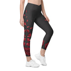 Midnight Rose Crossover Leggings With Pockets