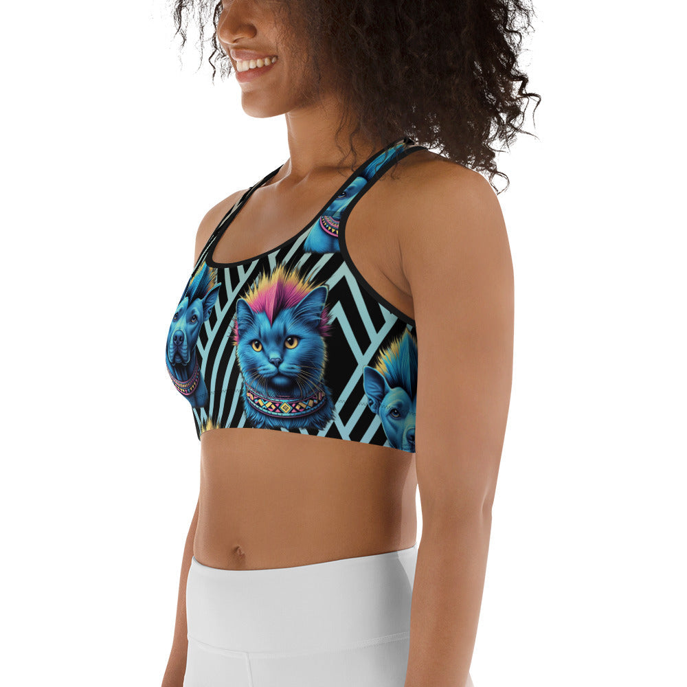 Mohawk Cats & Dogs Sports Bra