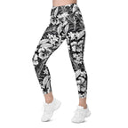 Monochrome Floral Leggings With Pockets