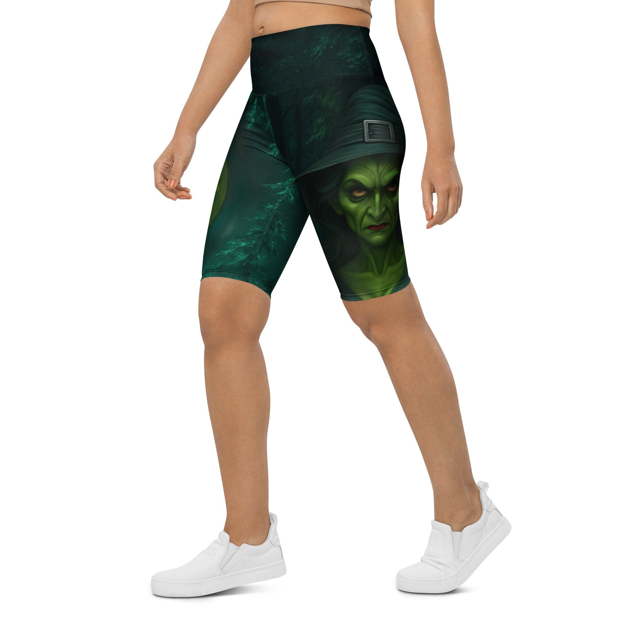 Moonlit Halloween Witch Biker Shorts