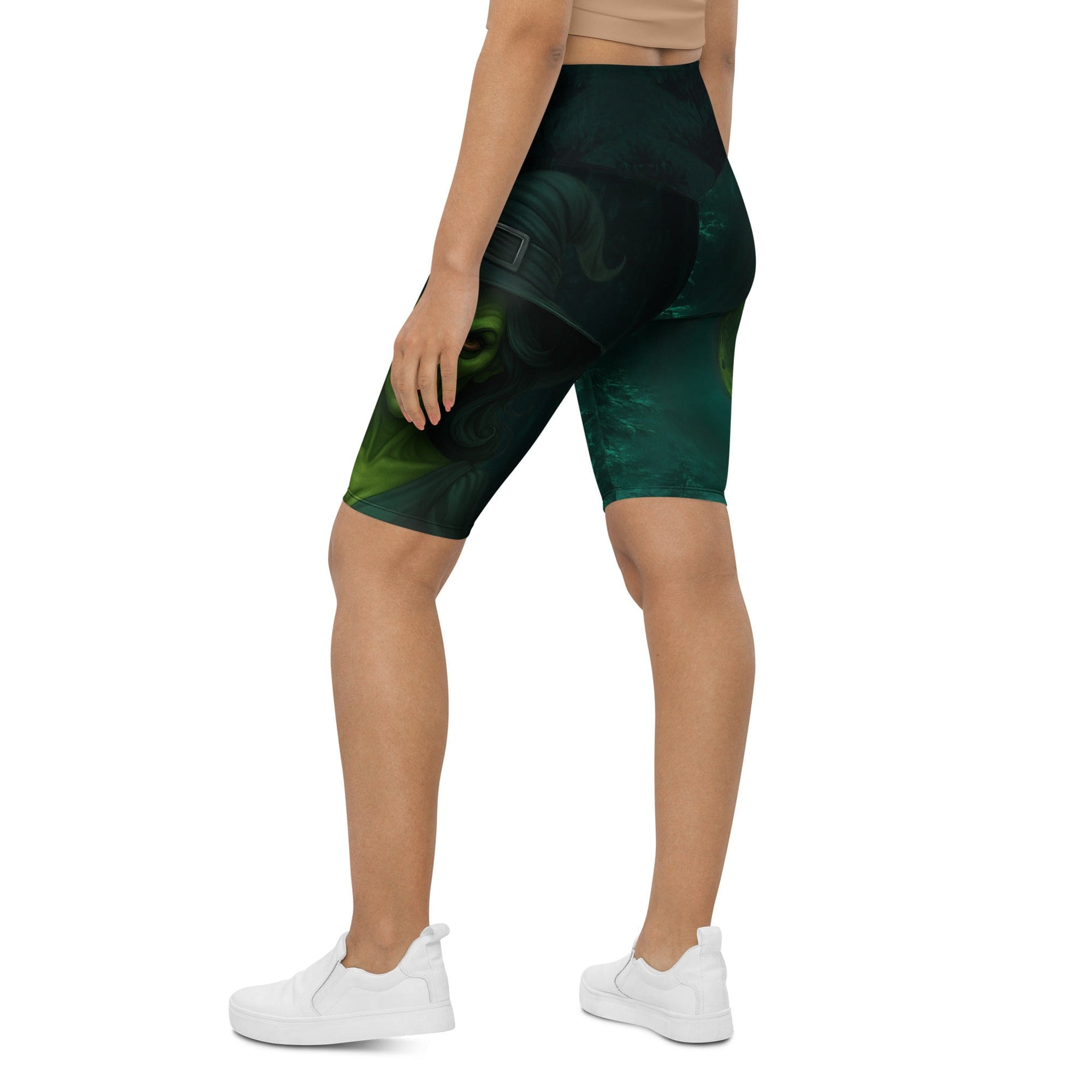 Moonlit Halloween Witch Biker Shorts