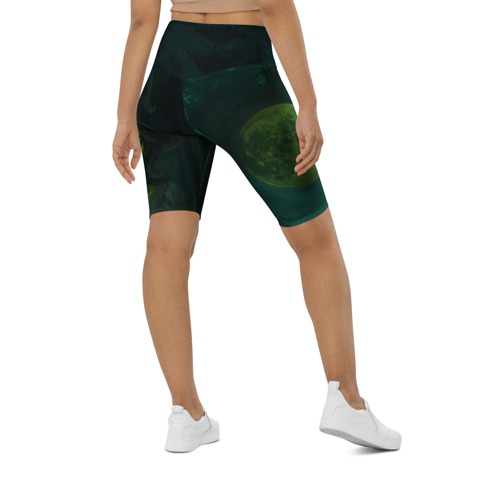 Moonlit Halloween Witch Biker Shorts
