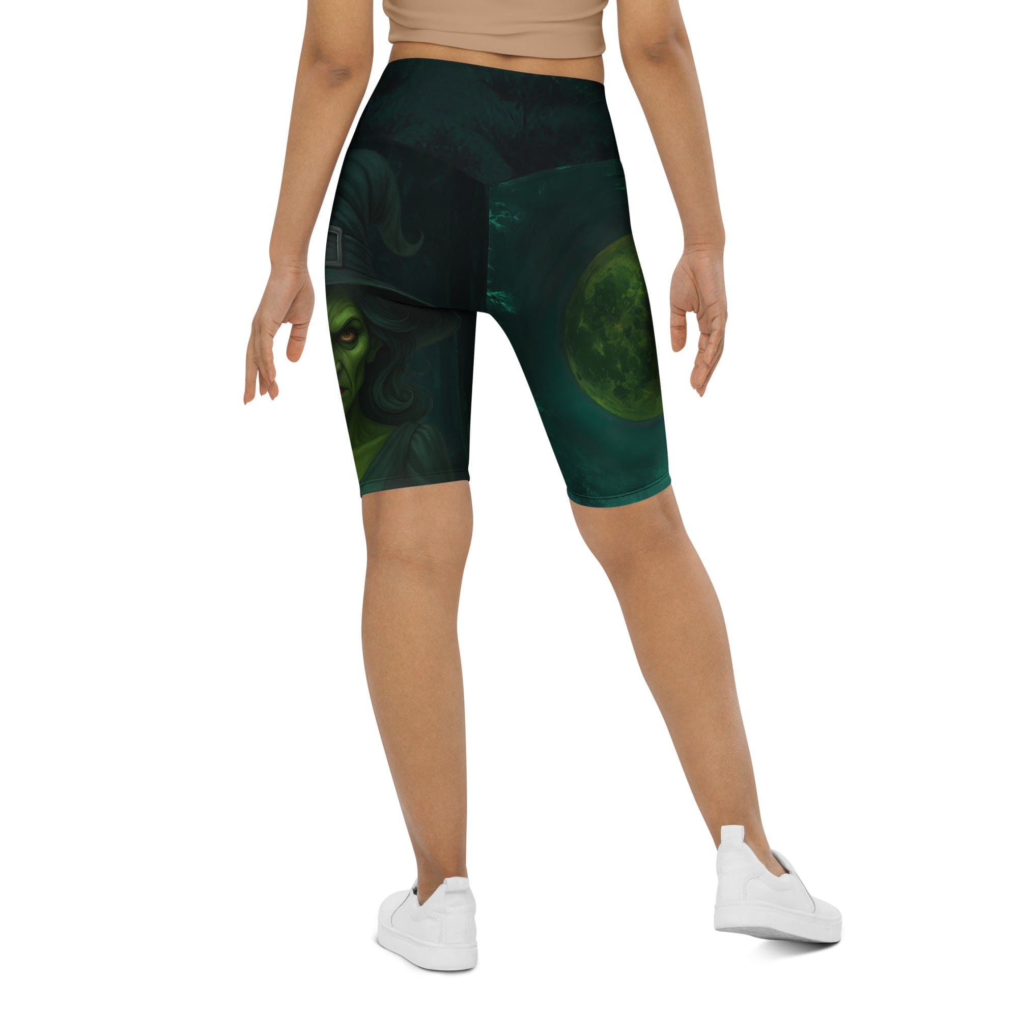 Moonlit Halloween Witch Biker Shorts