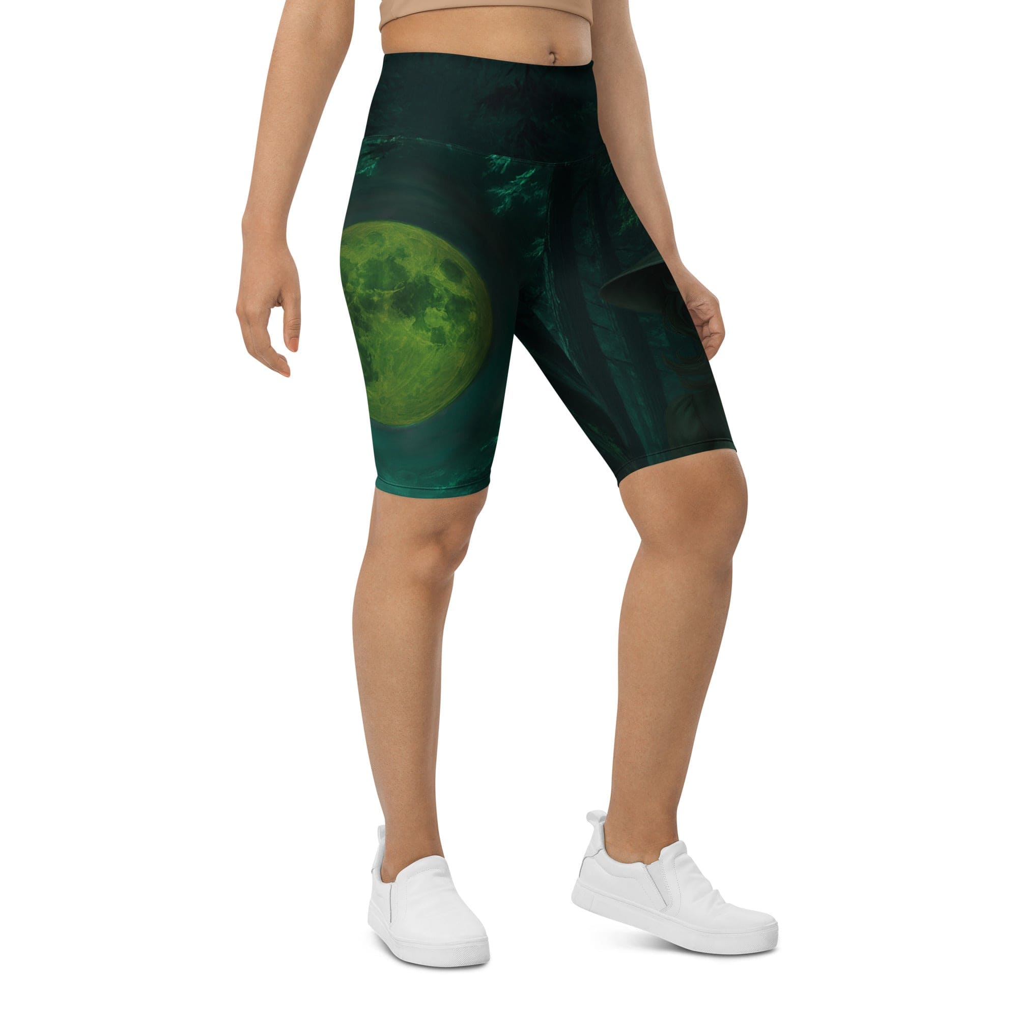 Moonlit Halloween Witch Biker Shorts
