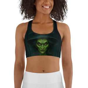 Moonlit Halloween Witch Sports Bra