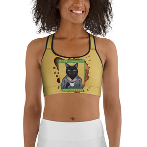 More Espresso Less Depresso Sports Bra