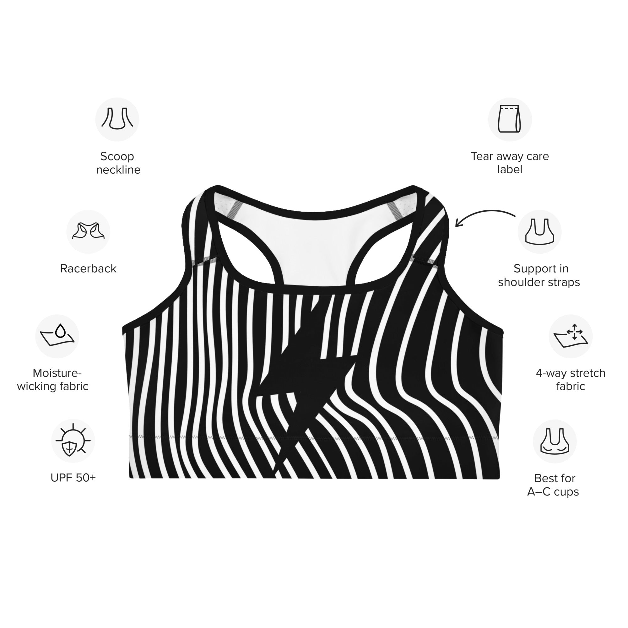 Mushroom Lines Sports Bra