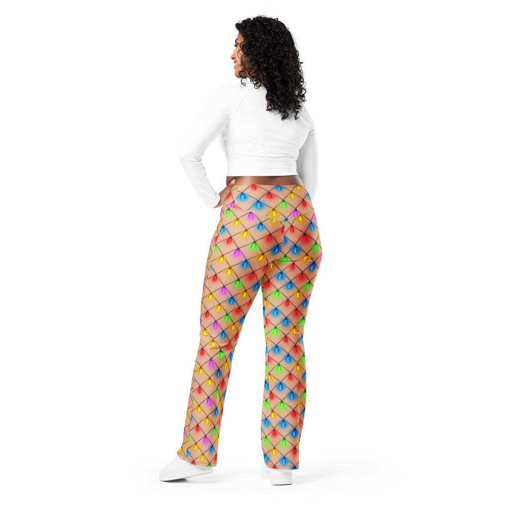 Naughty Christmas Lights Flare Leggings