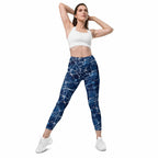 Navy Blue Marble Leggings With Pockets