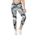 Navy Blue Skull Leggings With Pockets