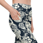 Navy Blue Skull Leggings With Pockets