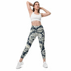 Navy Blue Skull Leggings With Pockets