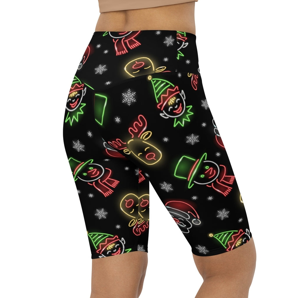 Neon Christmas Biker Shorts