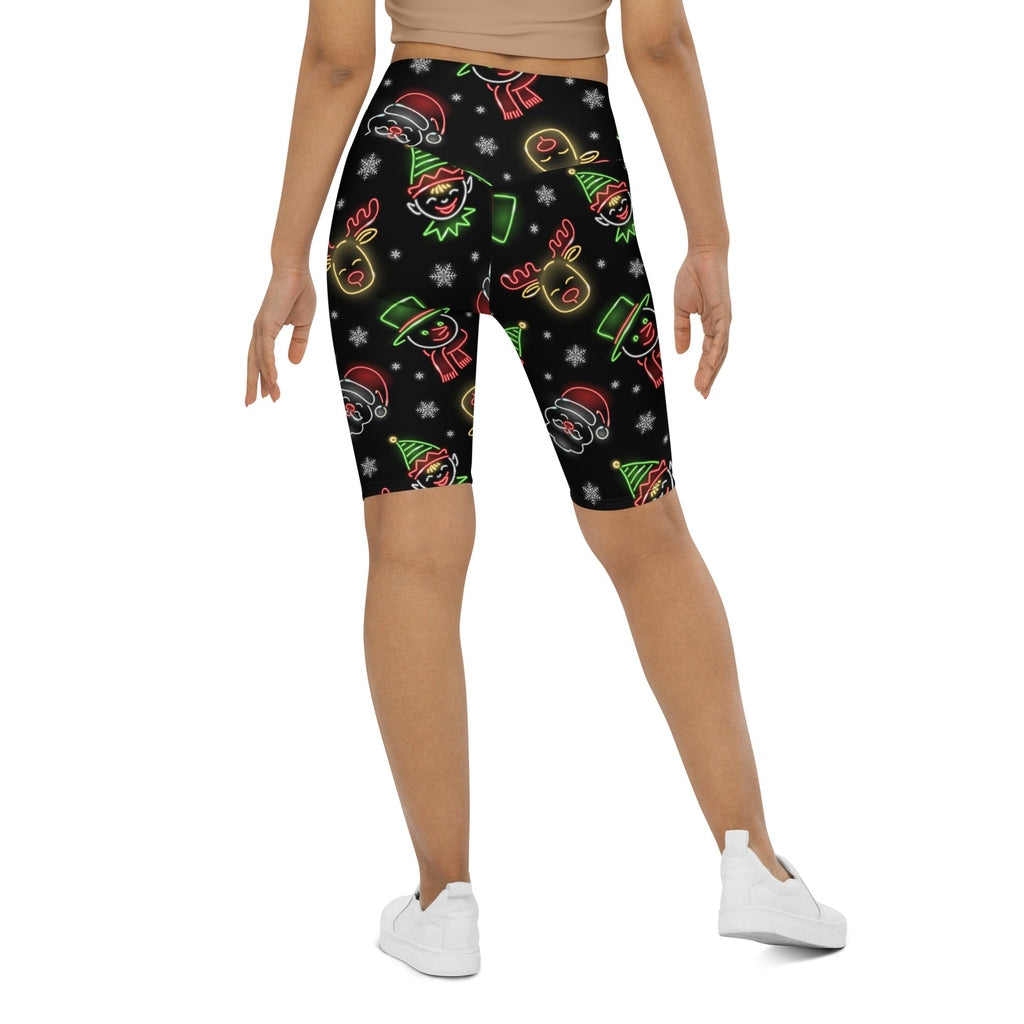 Neon Christmas Biker Shorts