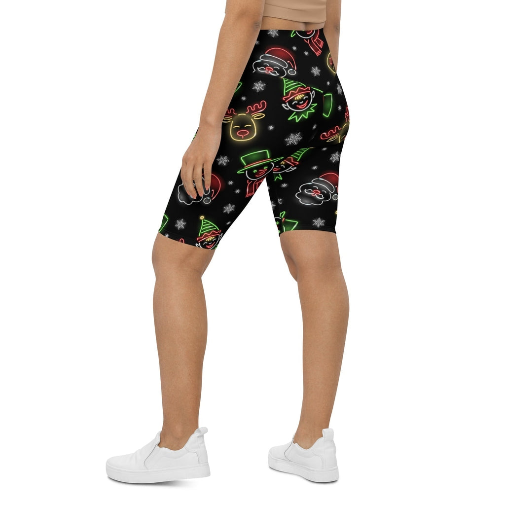 Neon Christmas Biker Shorts