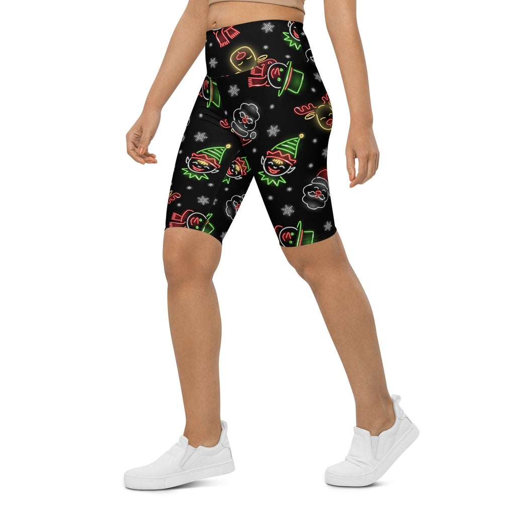 Neon Christmas Biker Shorts