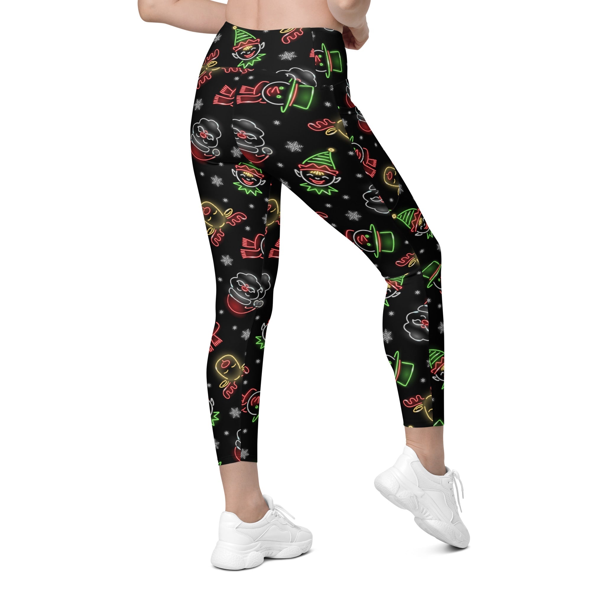 Neon Christmas Leggings With Pockets