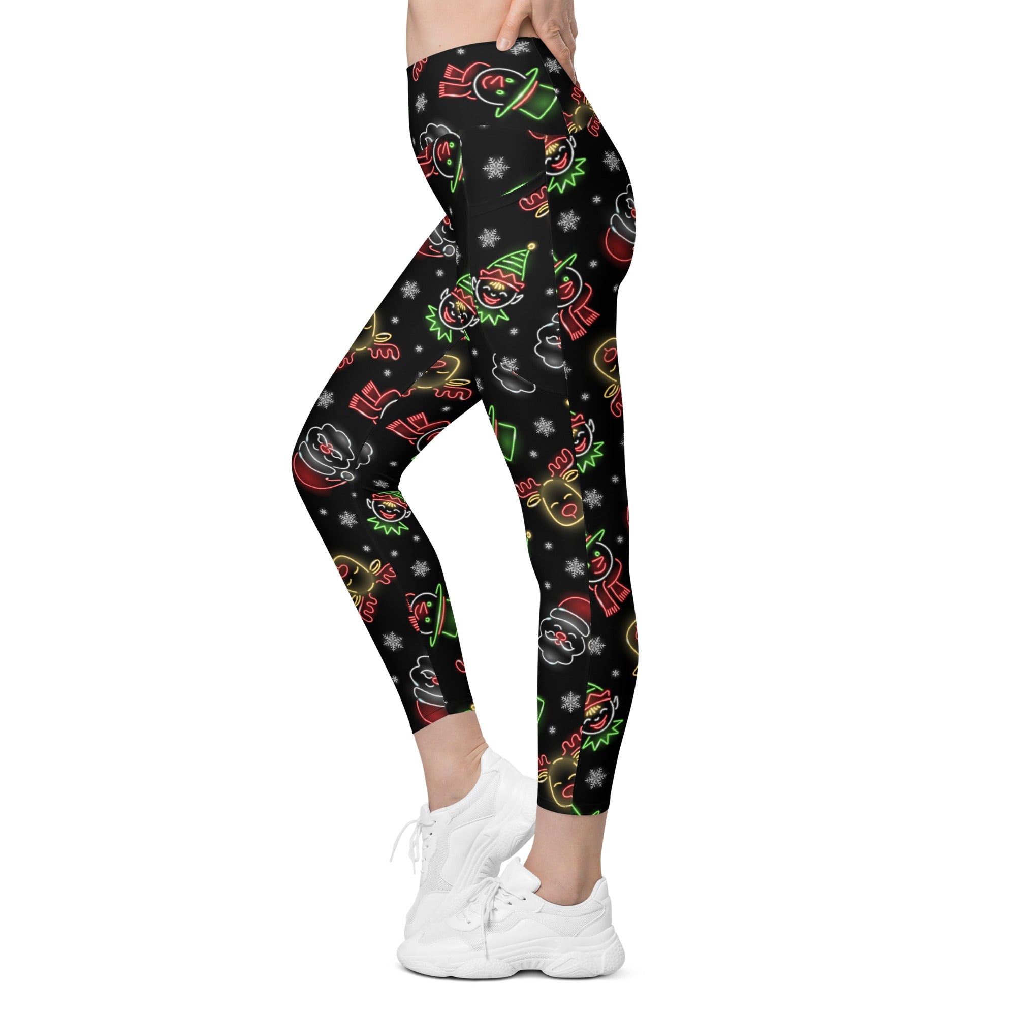 Neon Christmas Leggings With Pockets